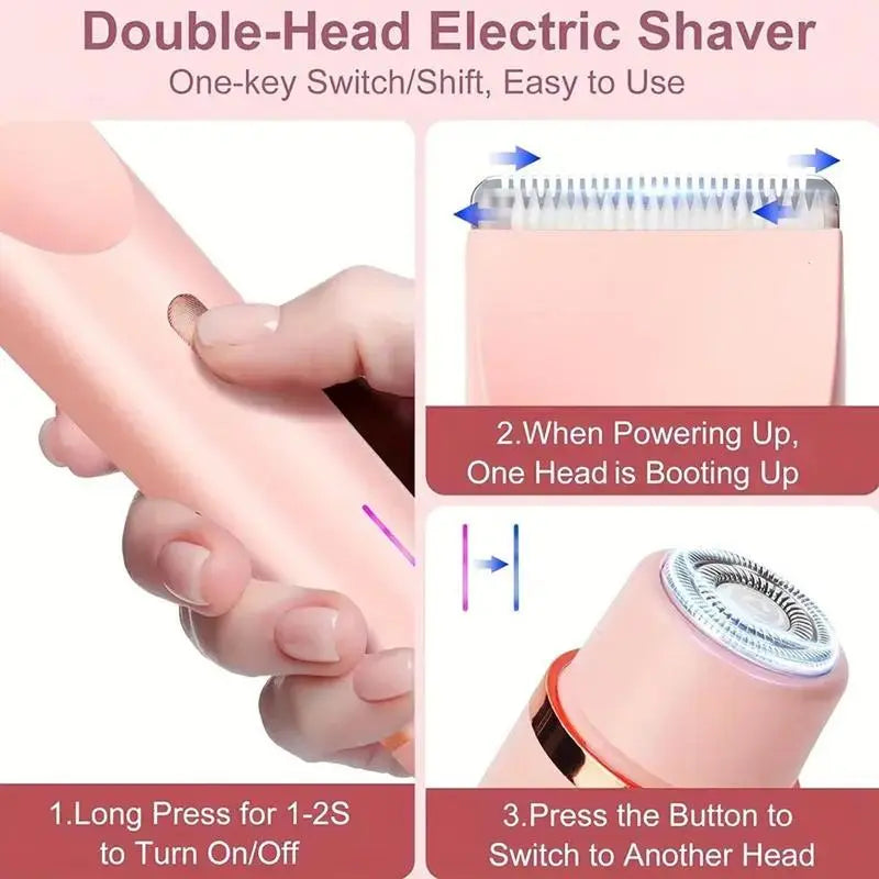 Electric Bikini Trimmer for Women, Rechargeable 2 in 1 Body & Facial Hair Removal